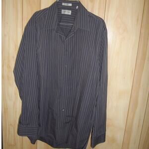 Calvin Klein Pinstriped Collared Long Sleeve Shirt XL